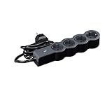 Caractéristiques techniques : prise standard entre 3 et 6 prises 2P+T, sans câble/câble de 1,5 m, câble de 3 m, câble de 5 m. Option avec interrupteur, avec USB A+C 15 W. Supporte jusqu'à 16 A et 230 V, permettant une puissance maximale de 3680 W.