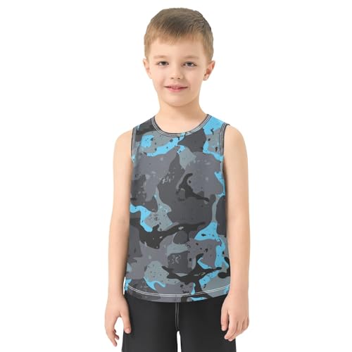 susiyo Modern Blue Gray Camo Boys Sleeveless Tank Top Toddler Athletic T Shirts2