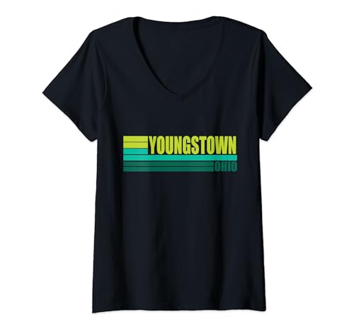 Mujer Verde Retro Vintage Youngstown City Town Ohio OH Área Camiseta Cuello V