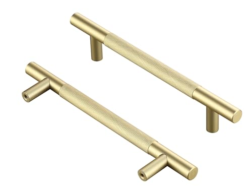 10 Pack Gold Cupboard Handles - 96mm Hole Spacing, 150mm Length