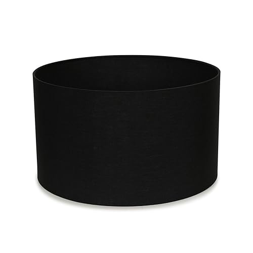 MiniSun | Medium Modern Black Fabric Drum Light Shade | Lamp Shades, Home Décor & Improvement Essential | 35cm Shade Width