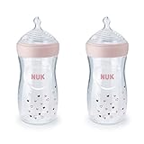 NUK Simply Natural Bottle with SafeTemp, 9 oz, 2 Pack, 1+ Months