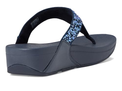 Image of FitFlop, Women's, Lulu Crystal-Mix Toe-Post Sandals, Midnight Navy, 6, Medium