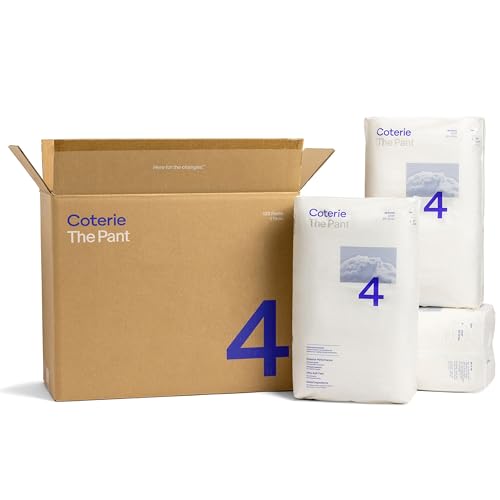 Image of Coterie The Pant Pull On Diaper, Size 4 (20-32 lbs) 138 Count, Absorbent Pant for Active Babies, Hypoallergenic Designed for Sensitive Skin, White