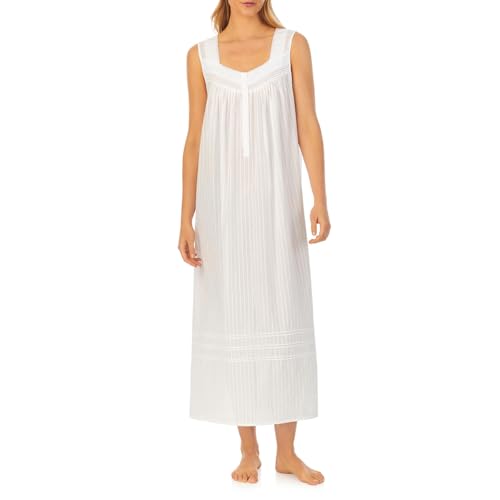 Eileen West Sleepwear & Loungewear for Women - Dobby Stripe Collection - 100% Cotton Lightweight Breathable Long Nightgown