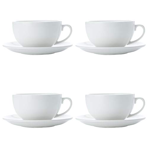 Maxwell & Williams White Basics Set tazza e piattino per cappuccino, Porcellana
