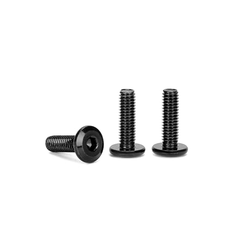 Image of 30pcs M8x20mm x1.25mm Flat Round Head Hex Socket Cap Screws Bolts, 304 Stainless Steel 18-8, Furniture Bolts Full Thread, Black Oxide Finish (M8x20mm)