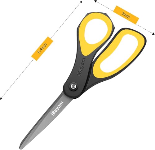 Image of iBayam 8.5 inch All Purpose Nonstick Scissors, Titanium Scissors for Kids Craft (Pack of 2)