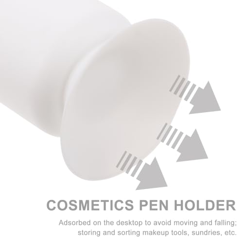 Image of FOMIYES Multipurpose Silicone Makeup Brush Holder with Suction, White Pen Holder for Desk, 3.93 X 3.11 X 3.11 Inches, Ideal for Home and Office Organization