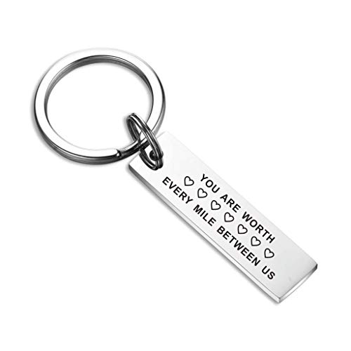 Anniversary Keychain You Are Worth Every Mile Between Us Long Distance Relationships Gift