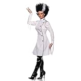 UNDERWRAPS Mad Scientist Couple Costume - Mad Science Men's & Women's Costumes, Mad Science White Mini Dress, Evil Doctor Dress for Halloween, Small (4-6)