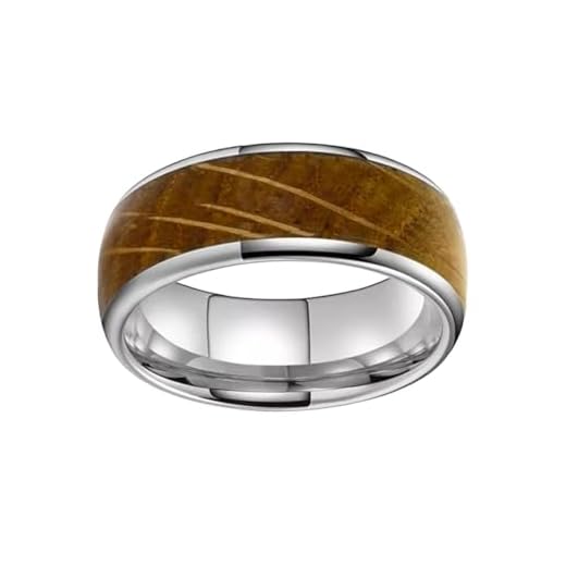 Whiskey Barrel Rings For Men - Tungsten Wedding Band Mens Ring - 8mm Bourbon Barrel Wooden Ring