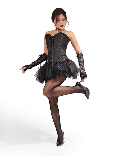 Image of Sacina Black Fishnet Lace Thigh High Tights for Women, Gothic Accessories