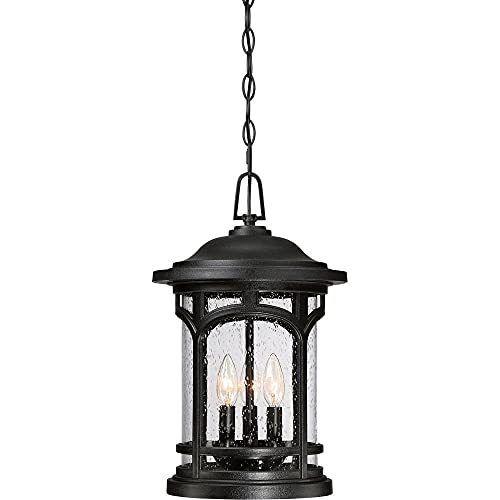 Super Big Clearance! Quoizel Lighting MBH1911K Marblehead - 3 Light Outdoor Hanging Lantern - 18 Inches high, Mystic Black Finish with Clear Seedy Glass