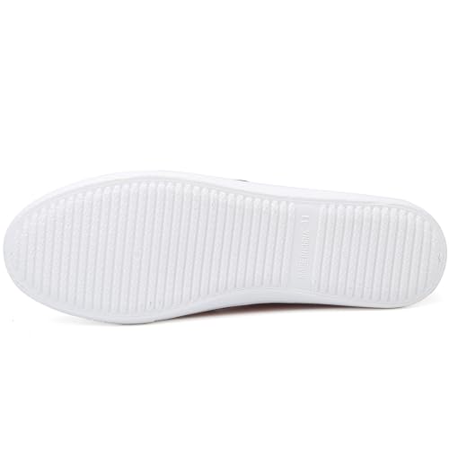 Image of Womens White Canvas Sneakers Lightweight Lace Up Fashion Comfortable Canvas Shoes Low Top Slip On Casual Tennis Walking Shoes Women Footwear