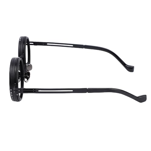 Asixxsix Lunettes de Soleil à Teinte Réglable, Polarisées de 49 Mm avec Filtre ND2 400X, Lunettes de Soleil Rondes, de Steampunk avec Lentille Personnalisable pour une Utilisation Intérieure et