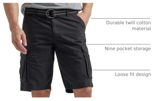 Lee Men's Dungarees New Belted Wyoming Cargo Short, Black, 36 - image 4