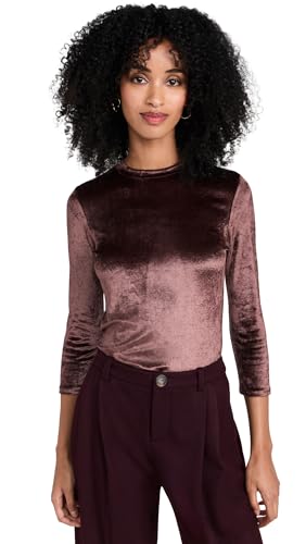 Vince Womens Velour 3/4 SLV Crew, Black FIG, X-Small