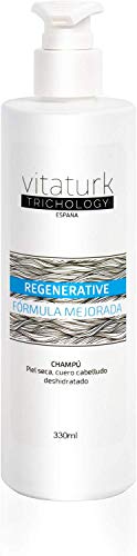 Vitaturk - Champú REGENERATIVE anticaída tratamiento piel seca, calma, hidrata y regenera la piel del cuero cabelludo, alopecias o dermatitis |FABRICADO EN ESPAÑA |