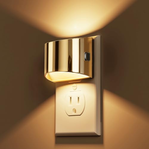 Image of L LOHAS LED Night Lights Plug into Wall, Dimmable Night Light with 3 Level Brightness, 3000K Soft White, 2 Pack, Gold