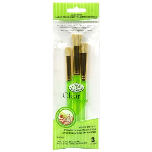 Royal and Langnickel Clear Choice Stencil Brush Set 3 Pieces - Standards 1/2 inch, 3/8 inch, 5/16 inch