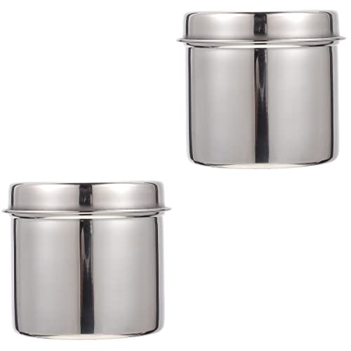 Image of Healifty Stainless Steel Gauze Jar 2pcs 304 Stainless Steel Jar Cotton Container Bottle Anti Iodine Container for Hospital Storage Bottle