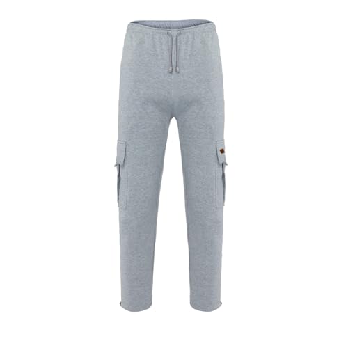 Men's Heavyweight Fleece Cargo Sweatpants Baggy Jogger Elastic Waist Drawstring Casual Stretch Workout Athletic Trousers3