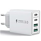 Caricatore USB C, 40W Presa USB Alimentatore USB C PD & QC3.0, Multipla Carica Spina Rapido Caricatore per iPhone 16/15/14/12/11/Pro Max/X/XS/XR/8/7/6S/iPad, Galaxy