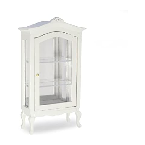 Miniature Furniture Display Shelf 1:12 Wooden Cabinet with Mirror & Three Shelves Bookshelf Dollhouse Display Stand Decoration Accessories Mini Diningroom Scene Ornaments Cover