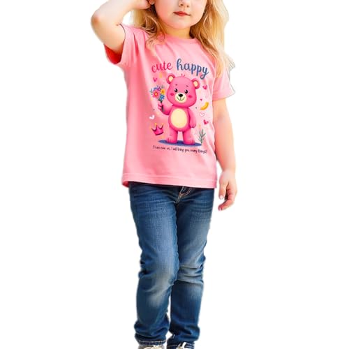 Image of Girls' Graphic Tee and Jeans Set - Stylish and Comfortable Short-sleeved tops and pant Outfit 2-8 Years