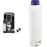 De'Longhi Dinamica ECAM 350.55.B Kaffeevollautomat mit Milchsystem, Großer 1,8 L Wassertank, Schwarz & Original Wasserfilter DLSC002 - Zubehör für De'Longhi Kaffeevollautomaten, weiß
