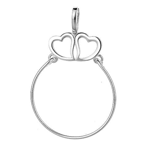 lilykel Two Hearts Charm Holder Pendant,925 Sterling Silver,Cute Jewelry Necklace Gift For Women