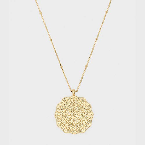 Gorjana Women's Mosaic Coin Pendant Adjustable Necklace, 18K Gold Plated Medallion, 19 Inch Chain #TOP1