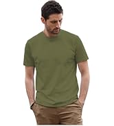 100% Cotton Men's Plain Short Sleeve Crew Neck T-Shirt, Regular Fit Casual T Shirt Tops, Basic Te...