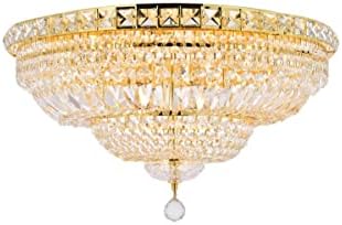 Elegant Lighting 2528F24G/RC Royal Cut Clear Crystal Tranquil 12-Light, Single-Tier Flush Mount Crystal Chandelier, Finished in Gold with Clear Crystals