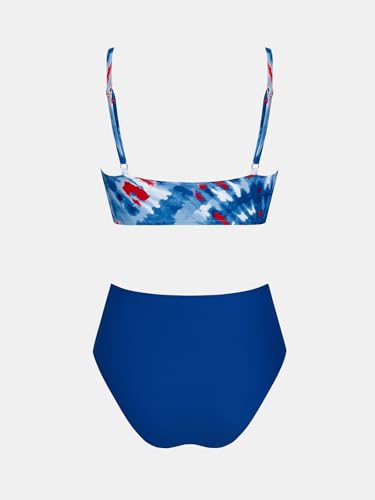 Image of CUPSHE Women's Bikini Sets Two Piece Swimsuit High Waisted V Neck Twist Front Adjustable Spaghetti Straps Bathing Suit