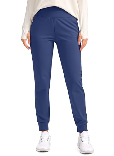 SANTINY Women's Fleece Lined Joggers Water Resistant High Waisted Thermal Sweatpants Winter Pants Hiking Running Pockets