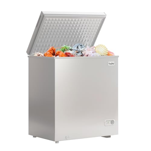 TABU 7.0 Cubic Feet Chest Freezer, Energy Saving Chest Deep Freezer with 7 Level Adjustable Thermostat, Top Opening Compact Freezer with Removable Storage Basket (White) on Fridge.com