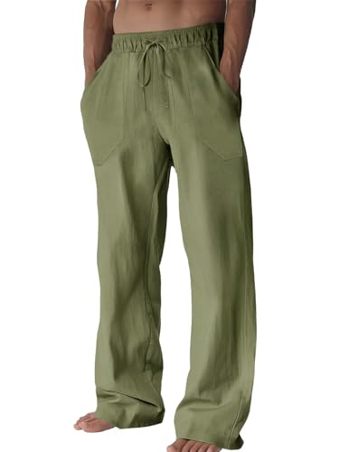 Runcati Linen Drawstring Straight-Leg Pants — Amazon listing image