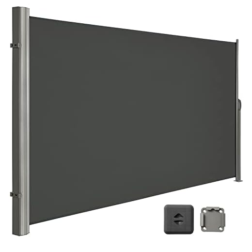 LARMNEE Alu-Seitenmarkise, ausziehbar, 180 x 500 cm, Sichtschutz, Sonnenschutz, Blickdicht, Seitenrollo, für Balkon, Terrasse, Garten, Anthrazit EBK185BP02