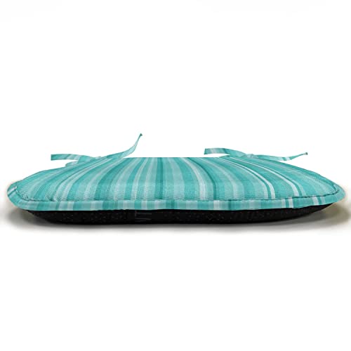 Ambesonne Aqua Chair Seating Cushion Set Of 4, Abstract Ocean Inspired Palette Lines Geometrical Image Illustration, Seat Pads For Office With Anti-Slip Backing, 16"X16", Turquoise Blue #TOP2