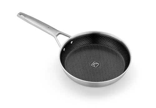 BRA Hybrid Cell | Sartén 24 cm, Acero Inoxidable con Antiadherente Cerámico, sin PFAS, Hybrid Technology con Celdas de Acero Inoxidable, Apto para todo tipo de Cocinas, Incluida Inducción