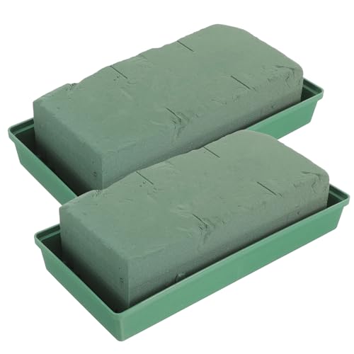 Cabilock 2 Pezzi Piatti Quadrati Porta Fiori Verdi per Composizioni Floreali Cimitero con Base Assorbente per Fiori Freschi e Finti Supporto Duraturo per Decorazioni Lapidi e Loculi