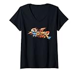Womens US Street Fighter +Logo Chun Li Kick 01 V-Neck T-Shirt