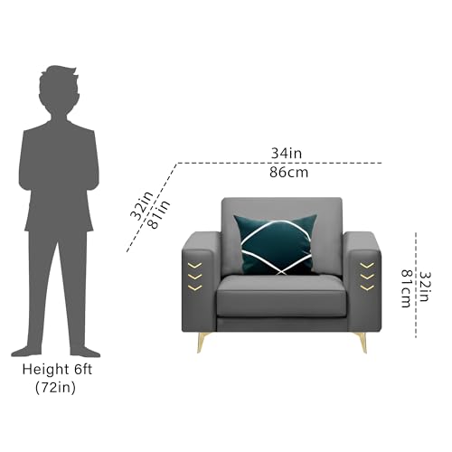 Image of Casaliving Falco 1 Seater Sofa Set for Living Room (Dark Grey Fabric) Premium Fabric Sofa