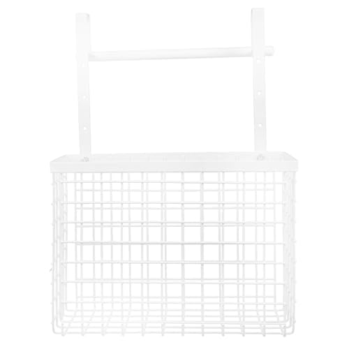 Zerodeko Over Cabinet Door Organizer with Towel Bar Kitchen Storage Basket Wire Cabinet Organizer Holder Wall Door Hanging Storage Basket for Kitchen Bathroom Pantry Storage