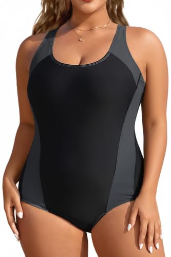 Image of Aqua Eve Plus Size Swimsuits Athletic One Piece Bathing Suit for Women Tummy Control Slimming Swimwear
