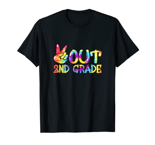 Peace Out Second 2nd Grade Happy Last Day Of School Tie Dye T-Shirt