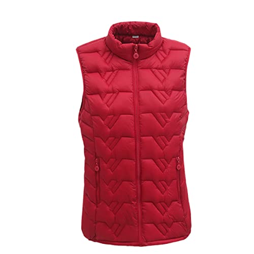 Gilet doudoune femme rouge court sans manches en coton grande taille XXXXXXL pour automne hiver