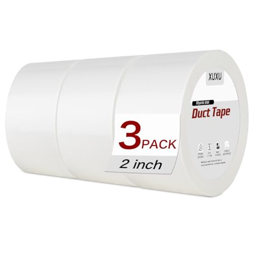 XUXU 3Pack White Duct Tape Heavy Duty Waterproof Strong Adhesive Duct Tape Bulk for Indoor Outdoor...